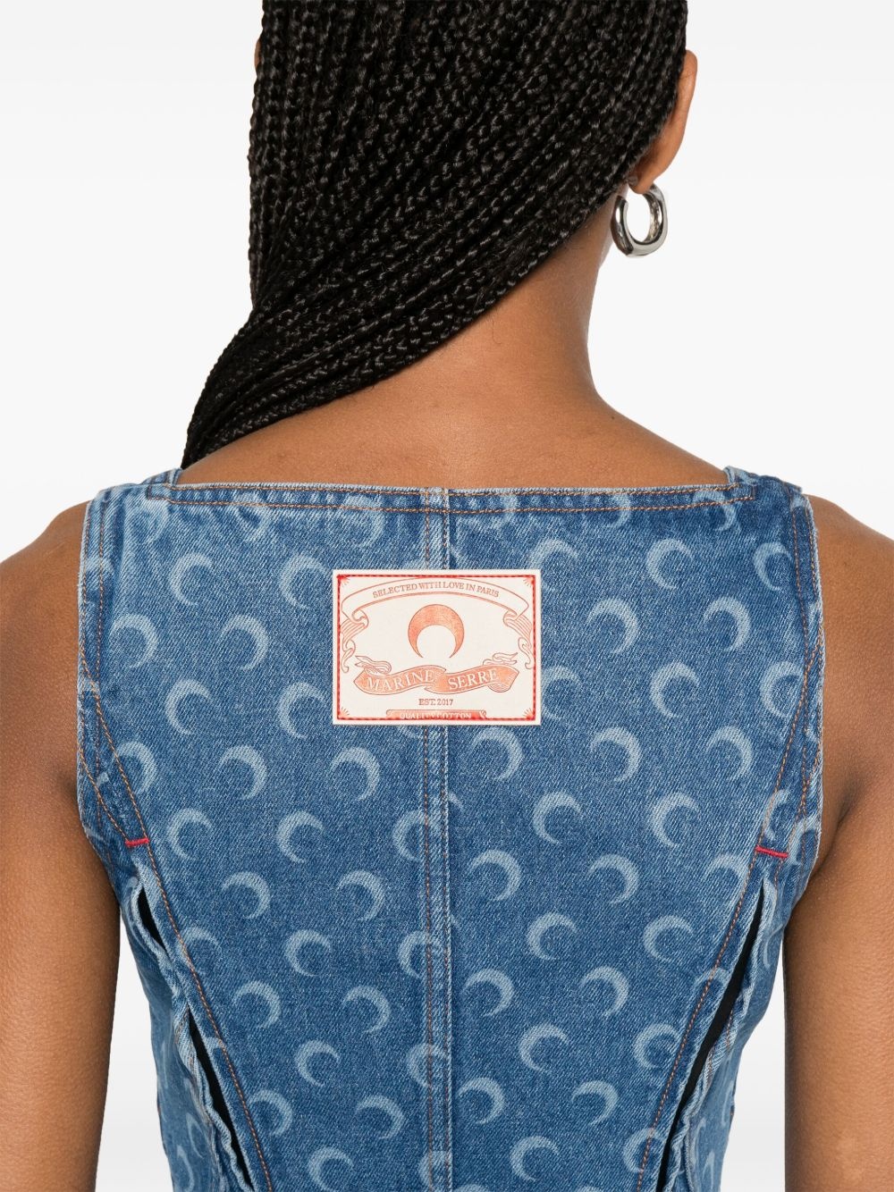 Moon laser denim bustier top - 5