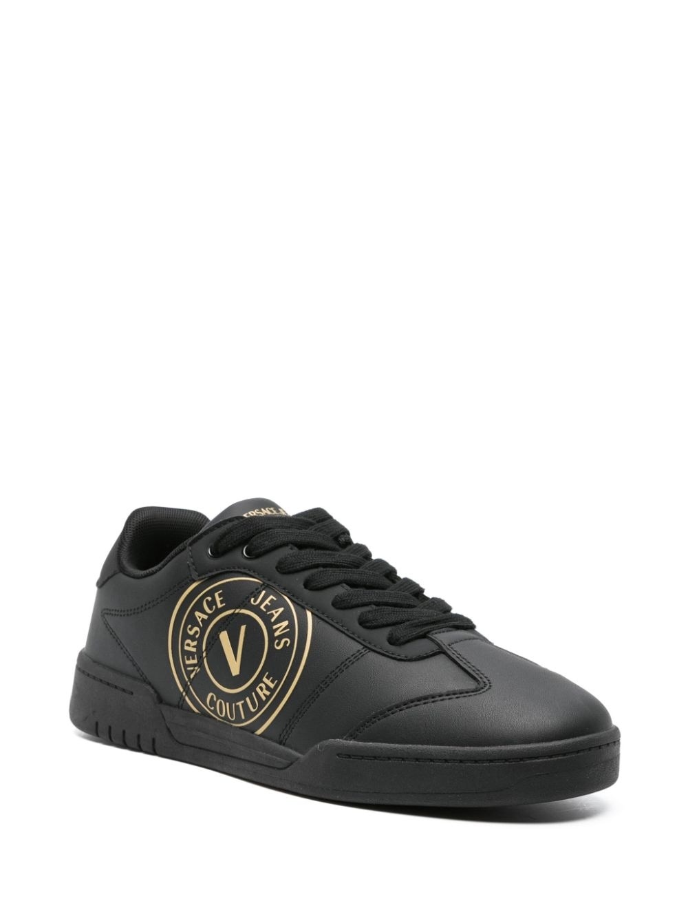 logo-print leather sneakers - 2