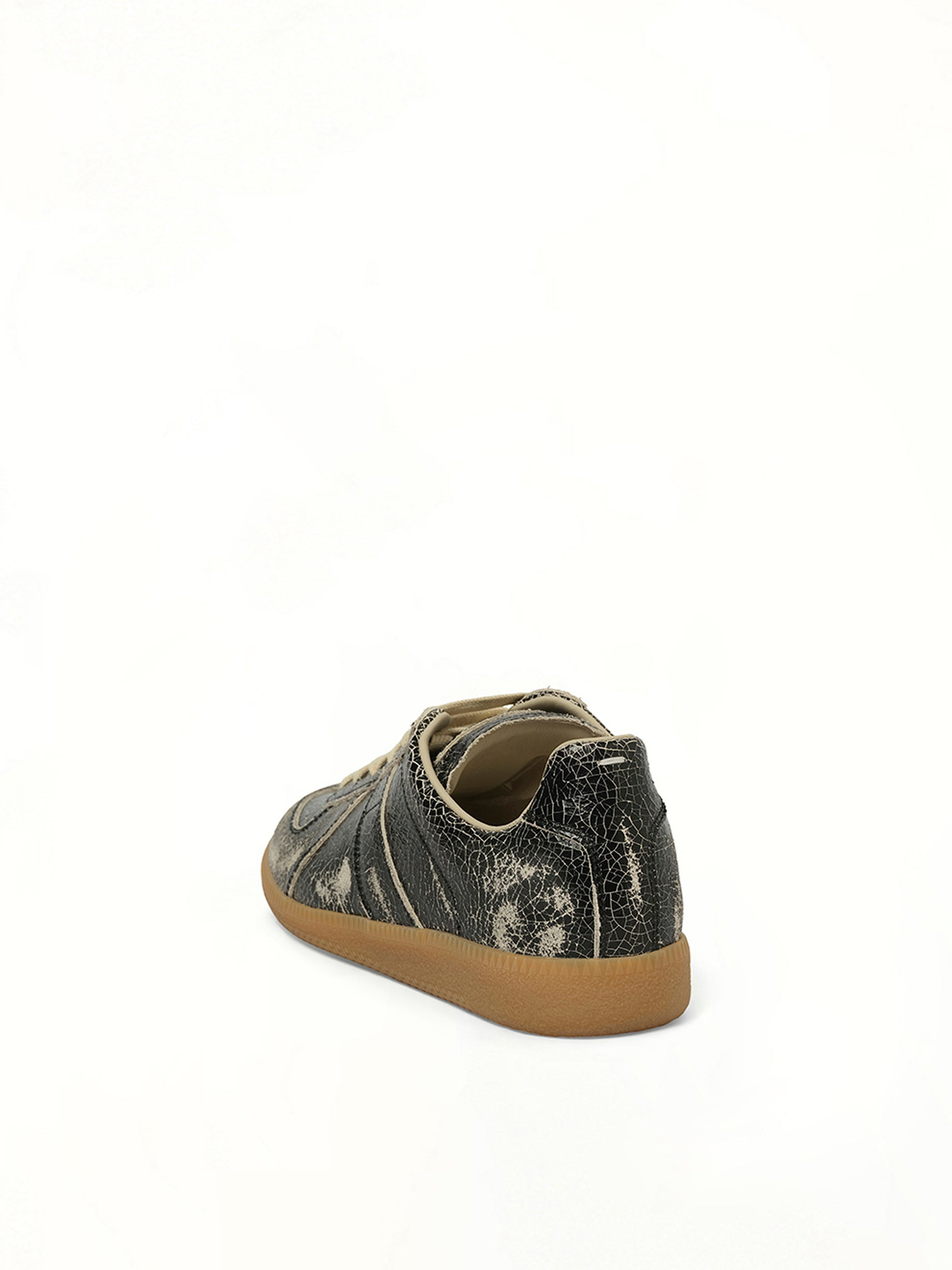 Replica Crackling Leather Sneaker in Black/White - 3