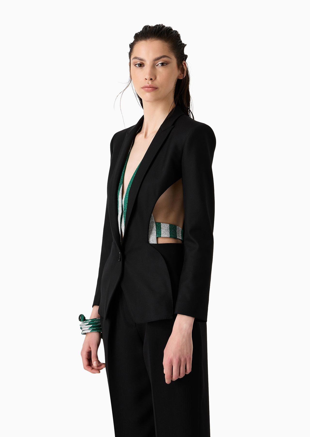 Stretch, silk blend canvas single-breasted jacket - 2