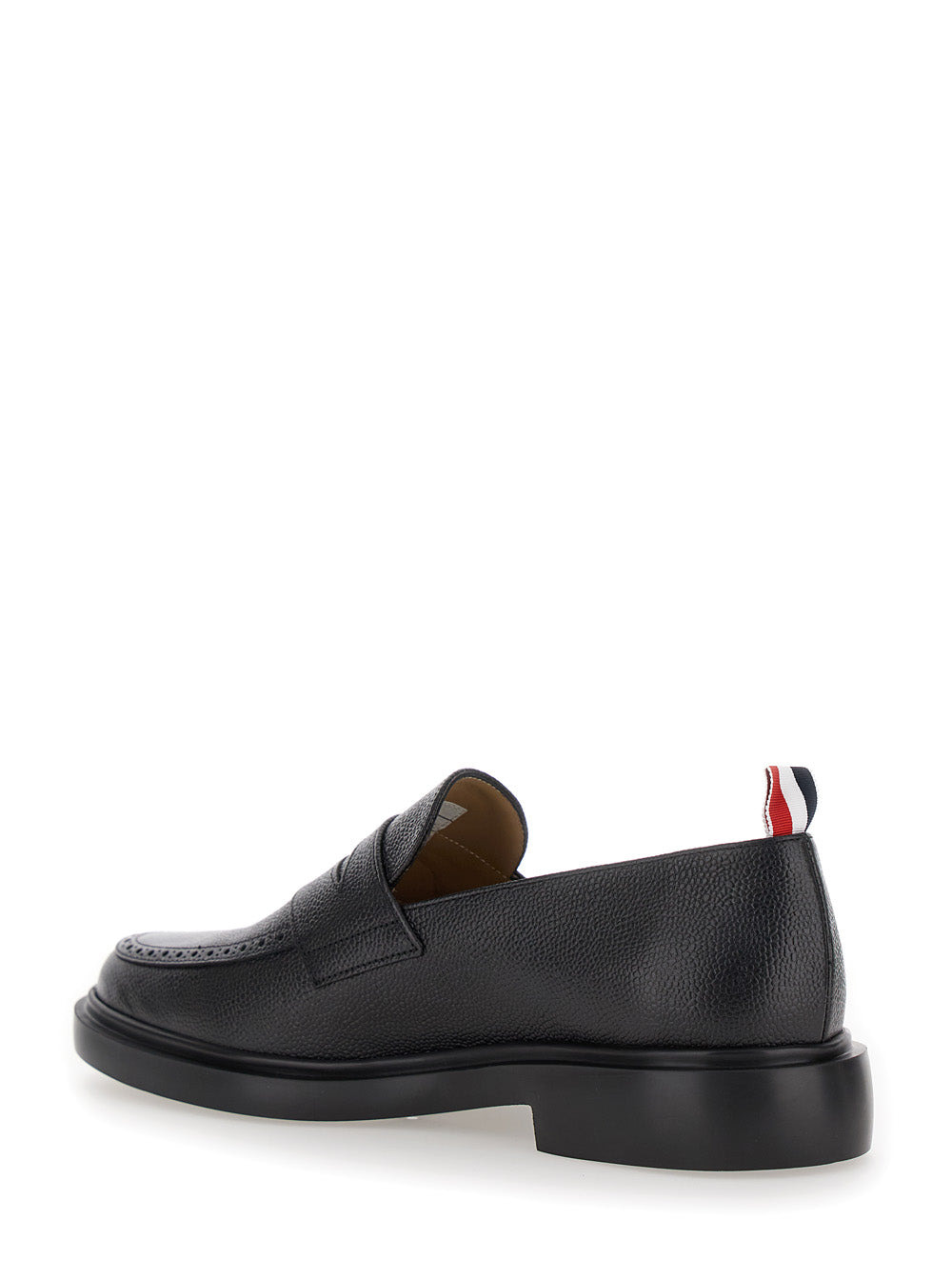 Thom Browne Men Black Slip-On Loafers With Loop Detail In Leather Man - 3
