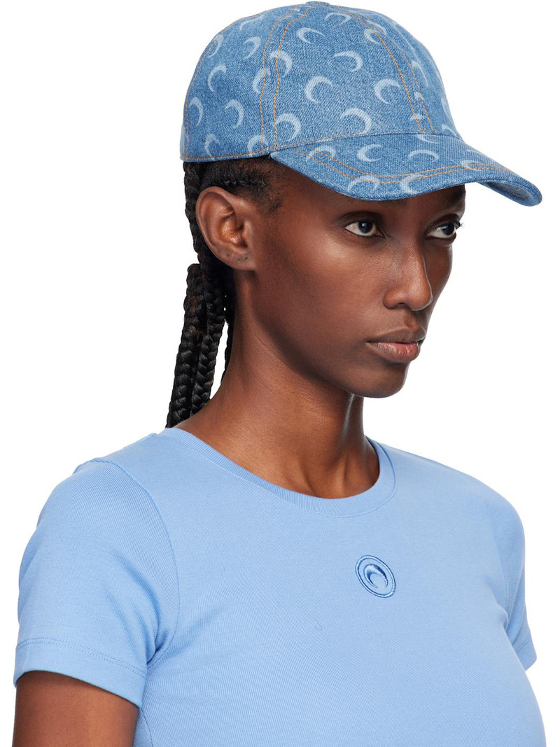 Marine Serre Blue Moon Laser Denim Baseball Cap outlook