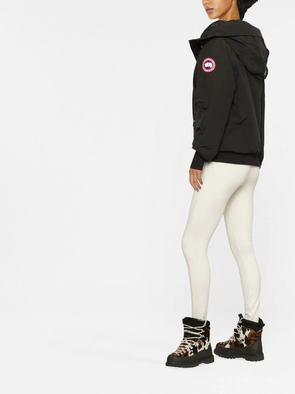 logo-patch hooded down jacket - 4