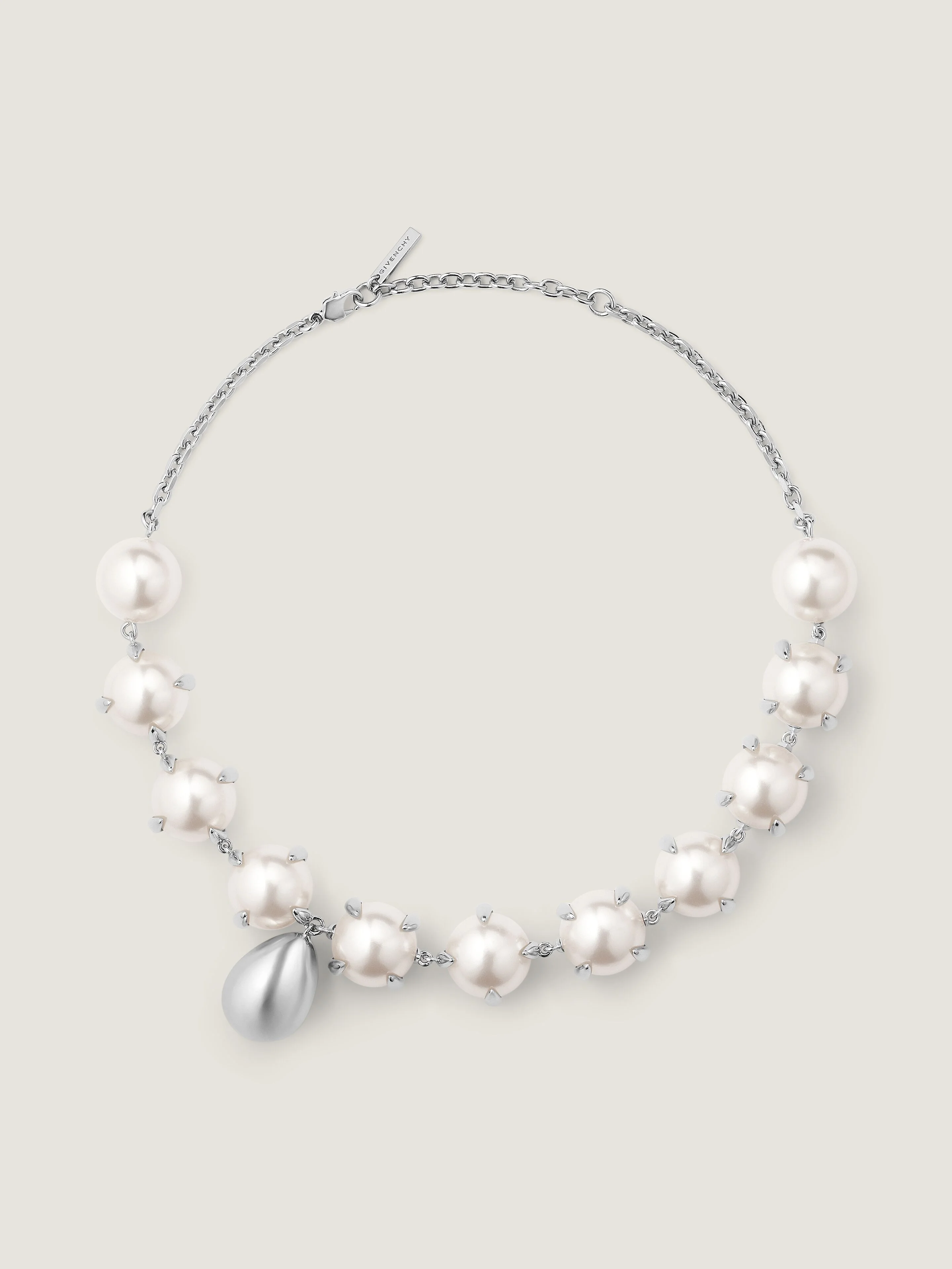 SPIKY PEARL NECKLACE IN METAL AND PEARLS - 1