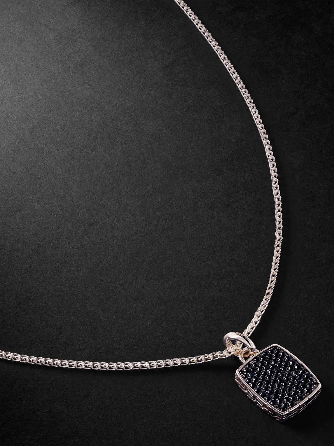 ID Tag Sterling Silver Sapphire Pendant Necklace - 1