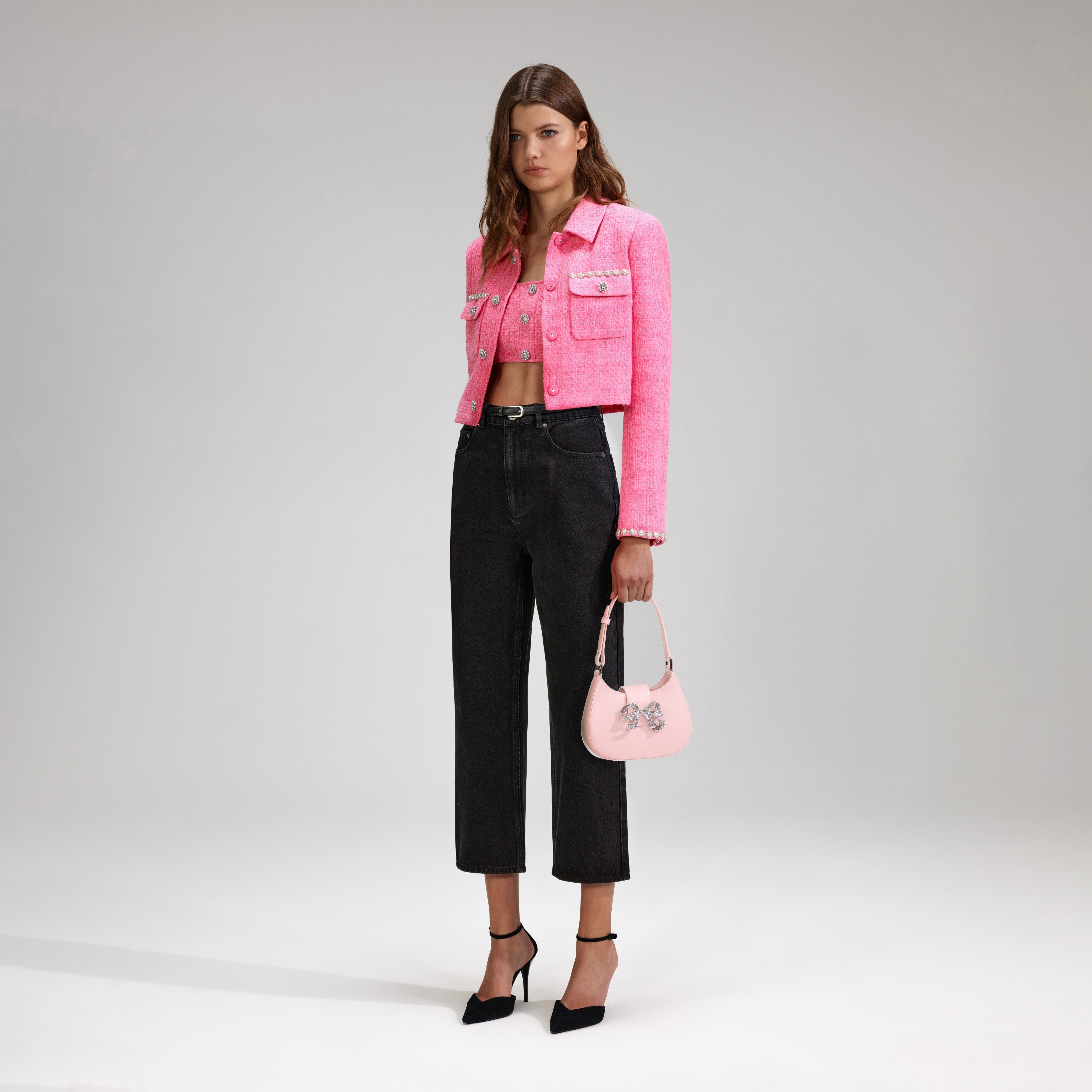Black Denim Cropped High Rise Trouser - 2