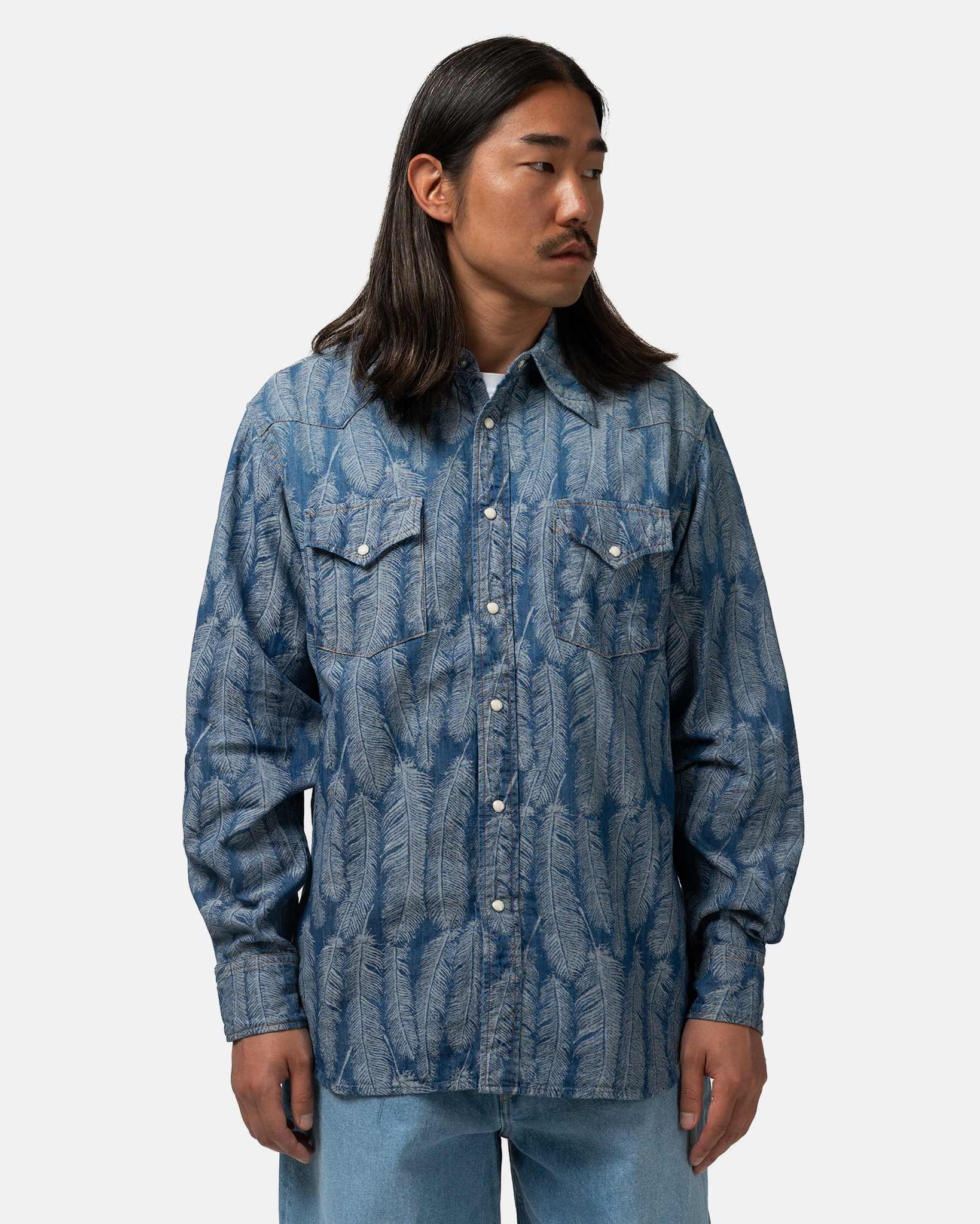 5oz MAGPIE Denim HUSKY Western Shirt Light - 4