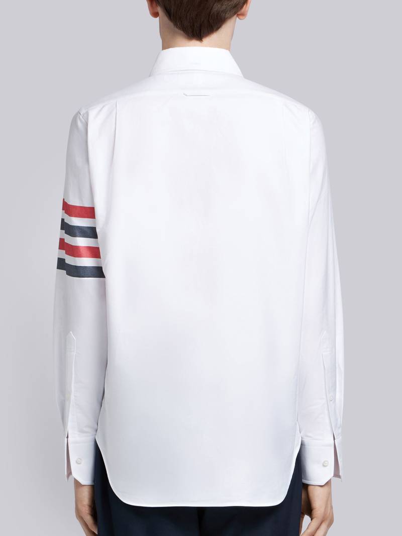 White Oxford Bicolor 4-bar Zip-front Shirt 3