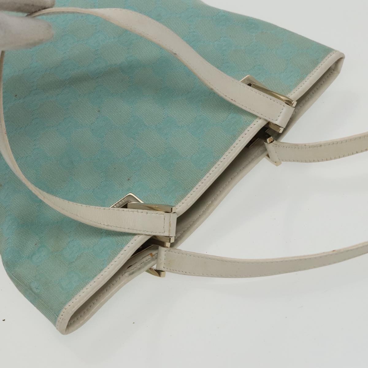 GUCCI GG Canvas Hand Bag Light Blue Gold 002 002 - 6