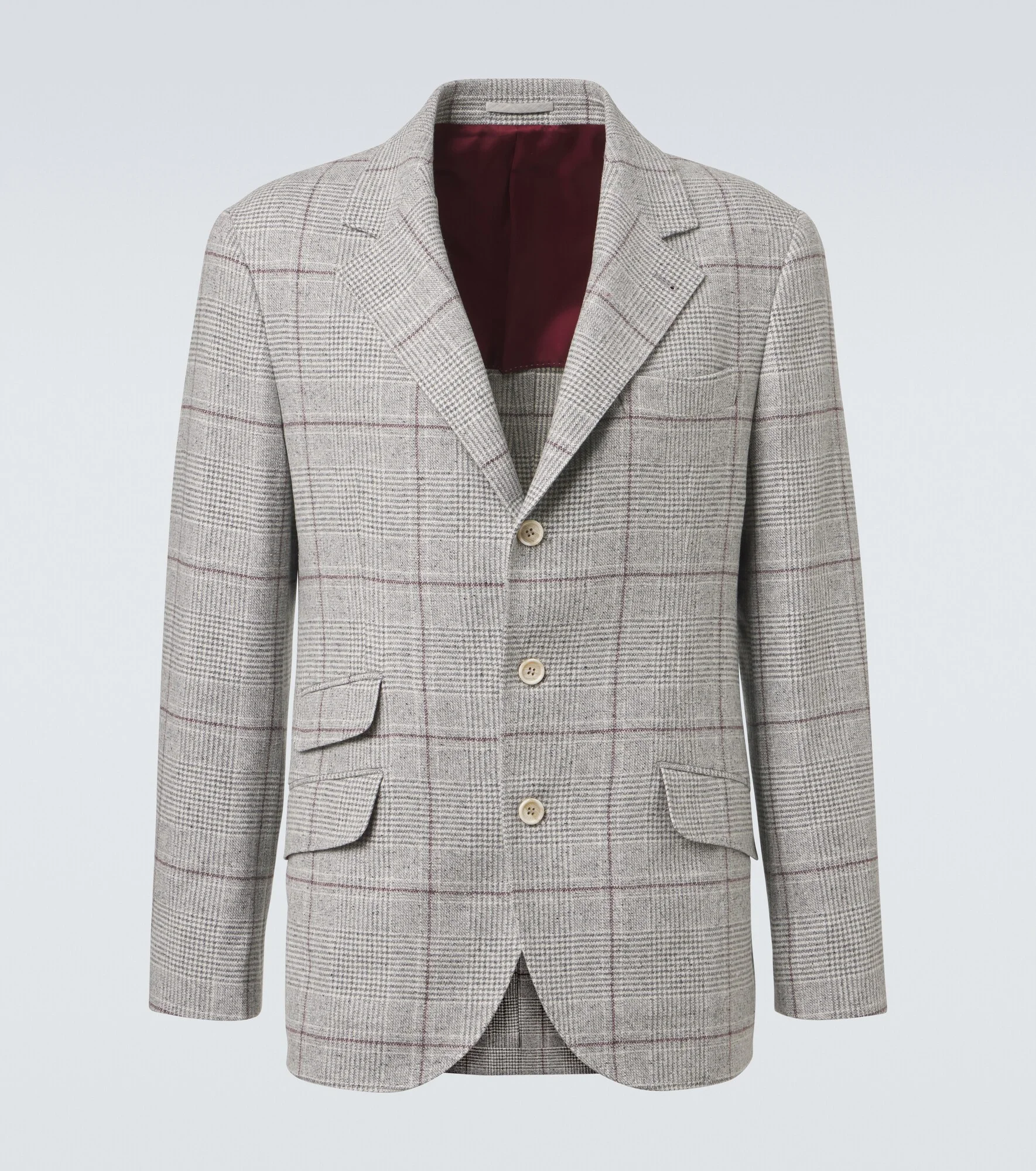 Checked silk, wool, and cashmere blazer - 1