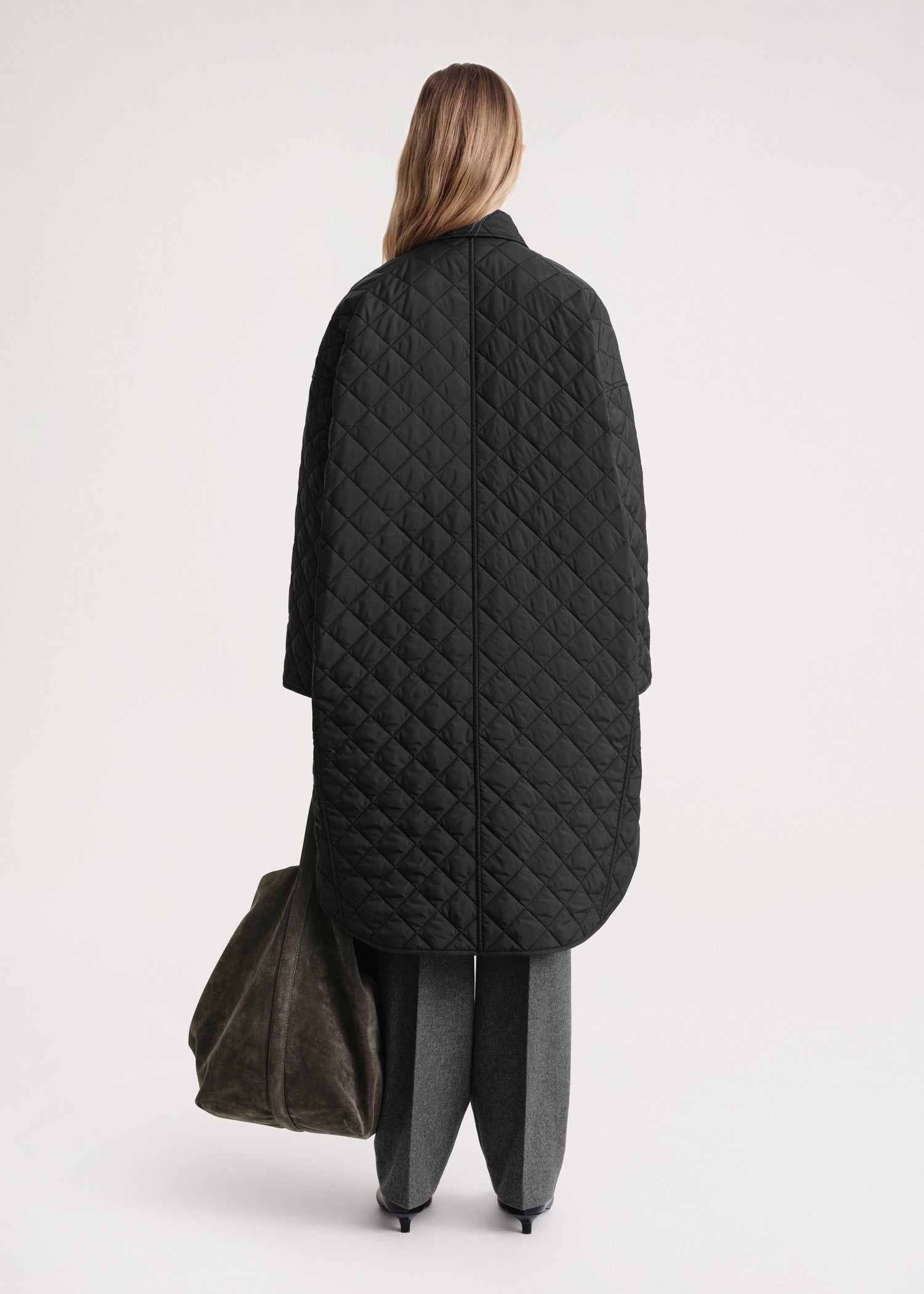 Quilted cocoon coat black - 4