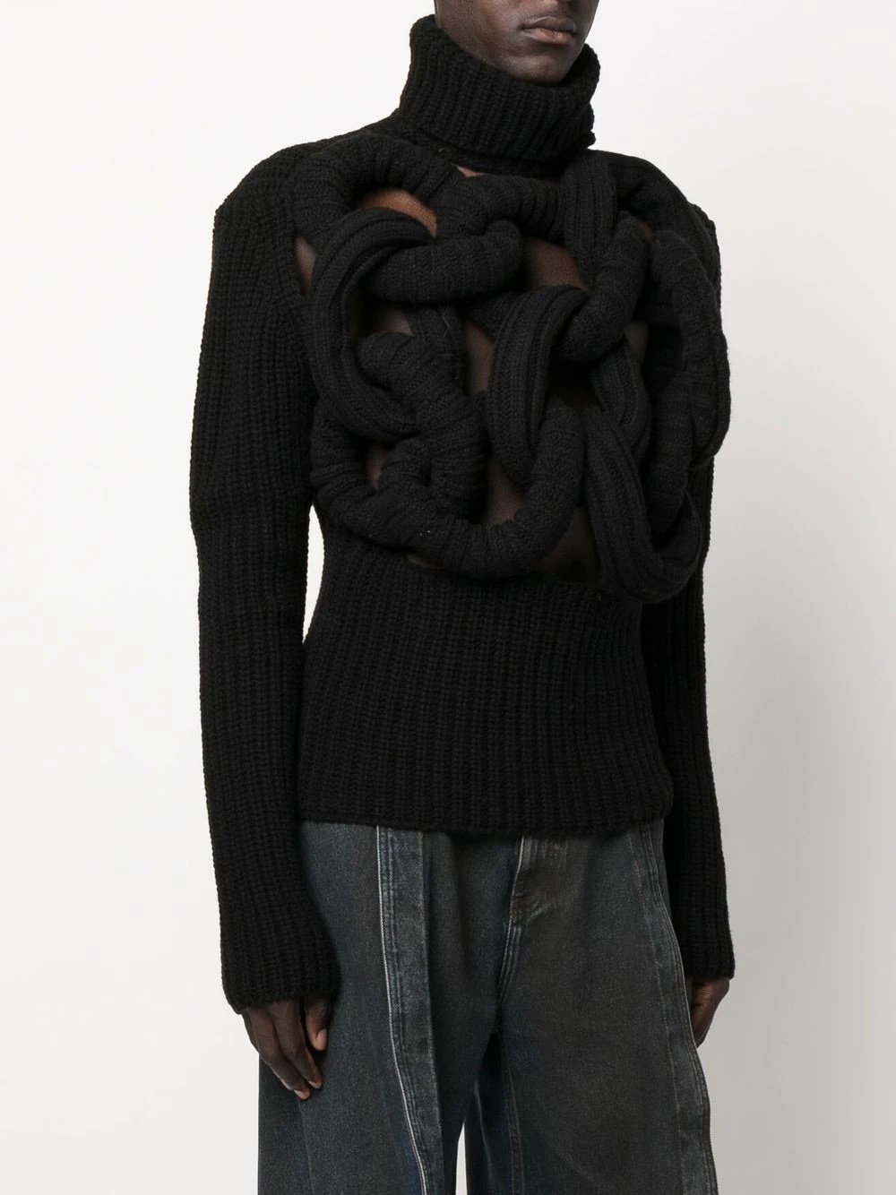 Tubular knitted roll-neck jumper - 3