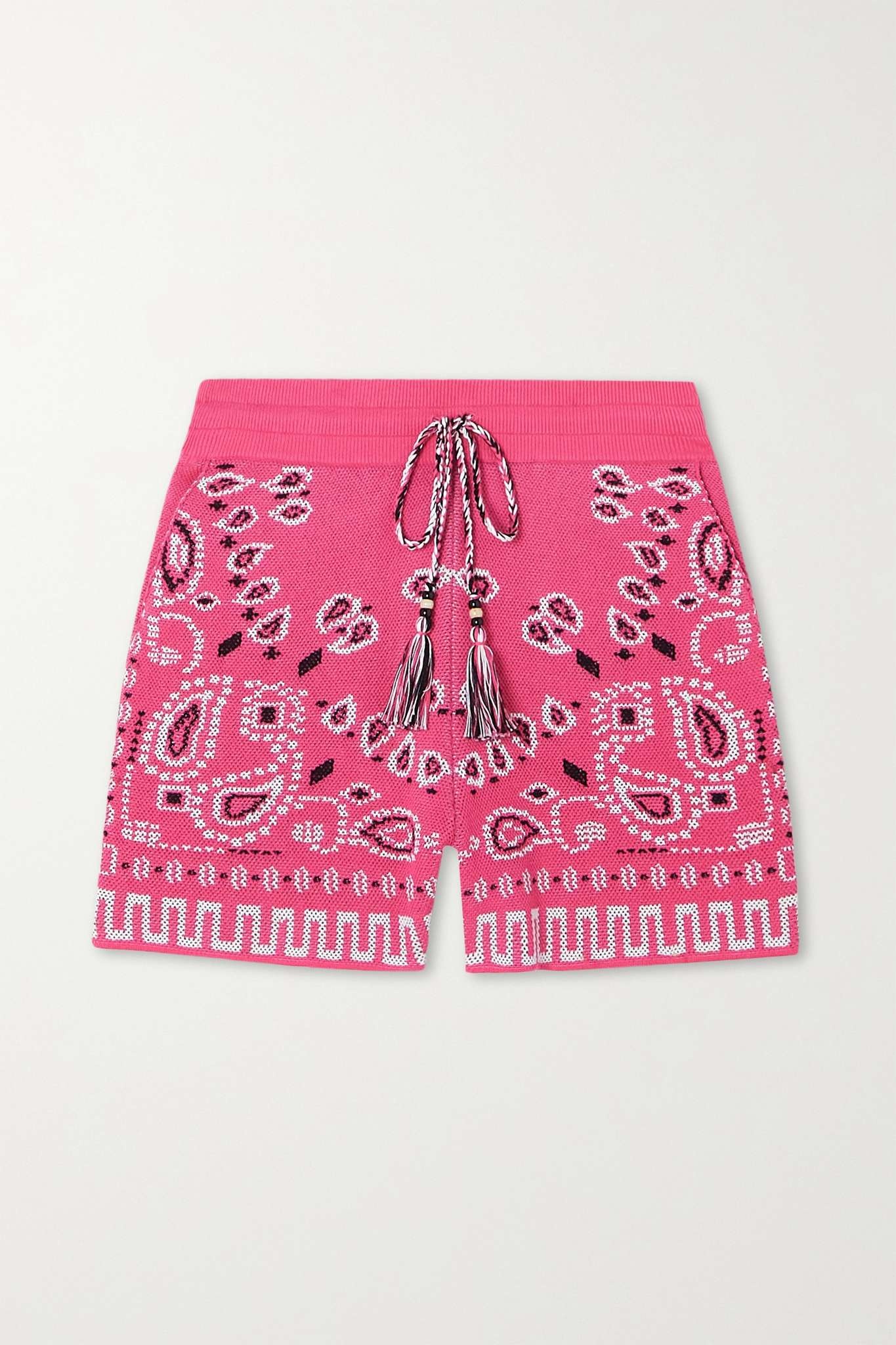 Bandana cotton-blend jacquard shorts - 1
