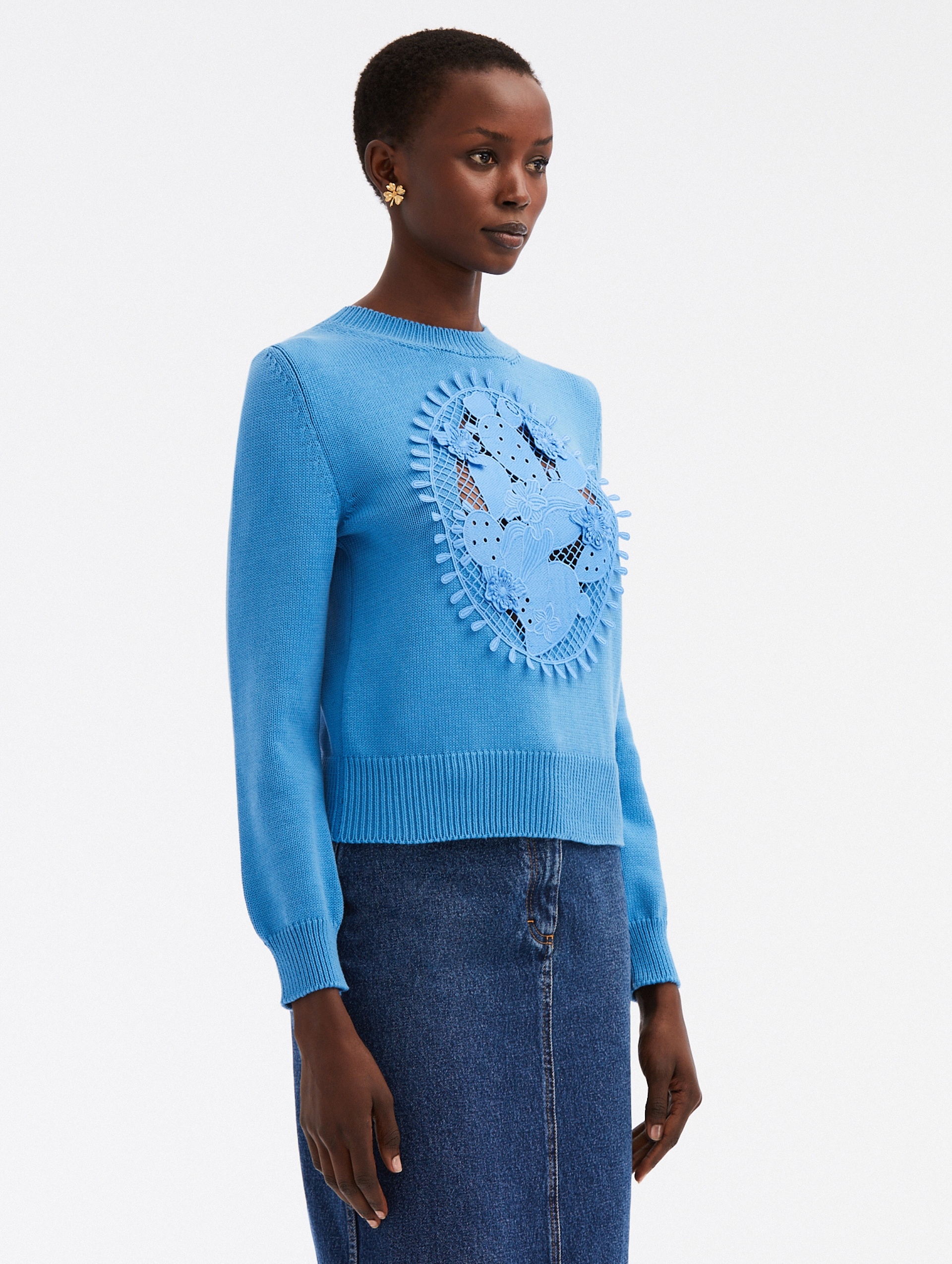 CACTUS EYELET GUIPURE PULLOVER - 4