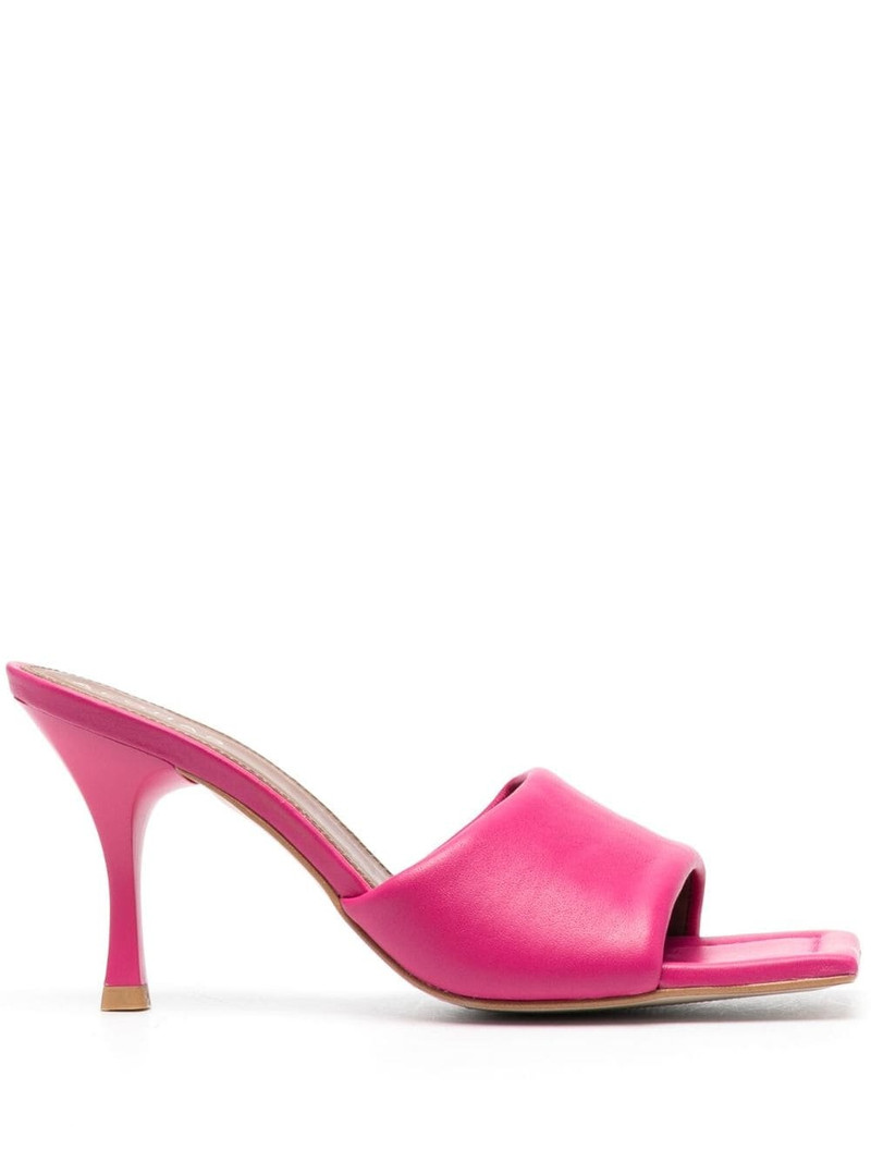 Puffy open-toe leather mules 1