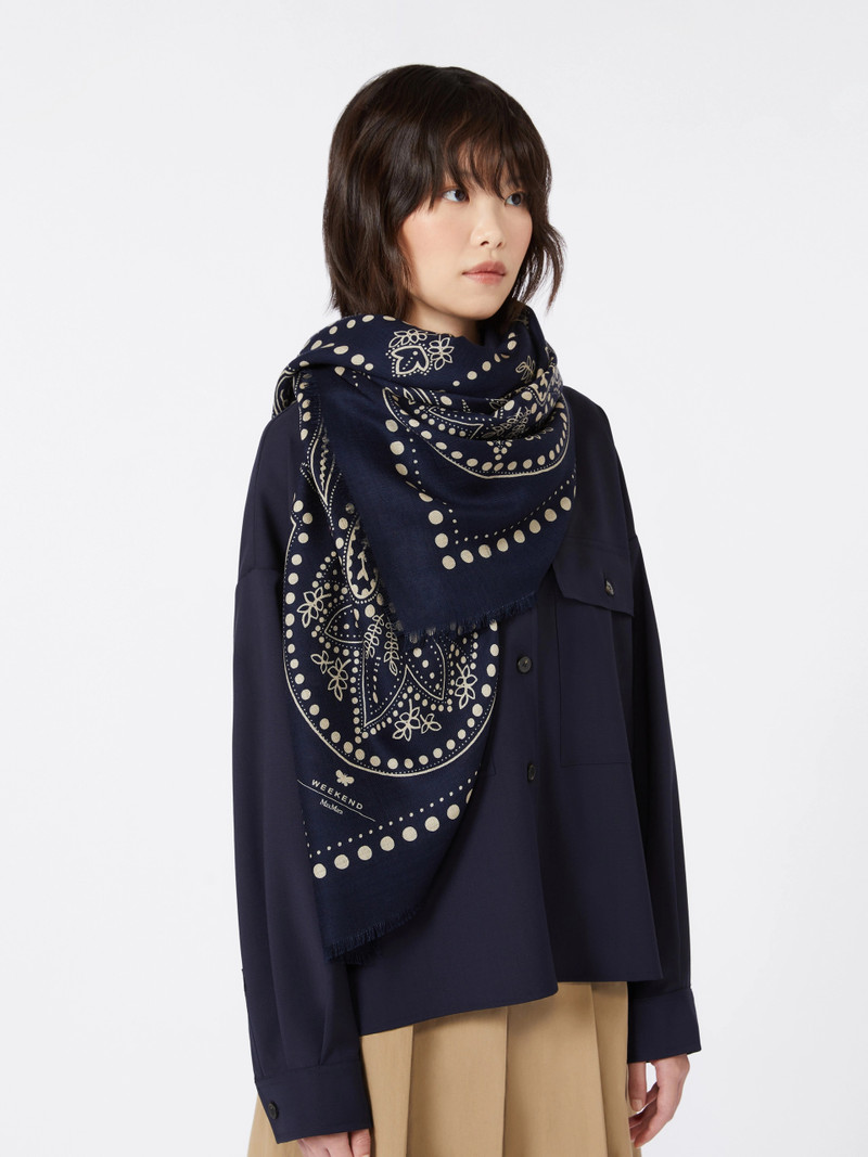 EDUCATA Wool and silk stole - MIDNIGHTBLUE 4