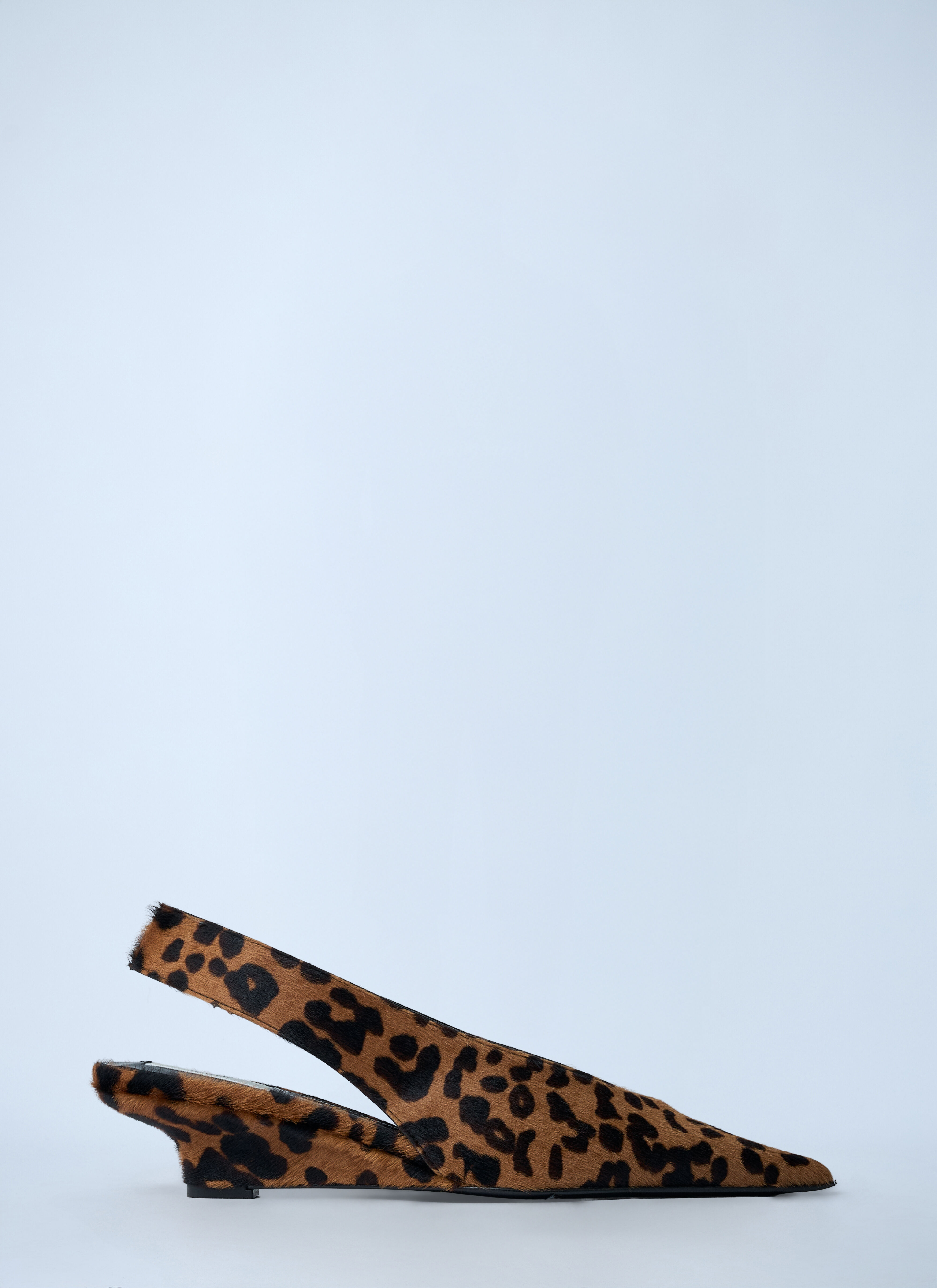 Leather Pointed Wedge-Heels - 1