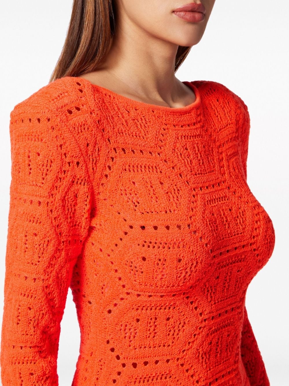 monogram-intarsia shoulder-pads minidress - 5
