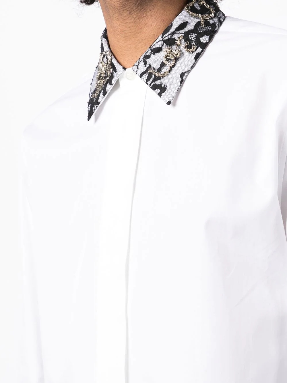 sequin-collar button-up shirt - 5