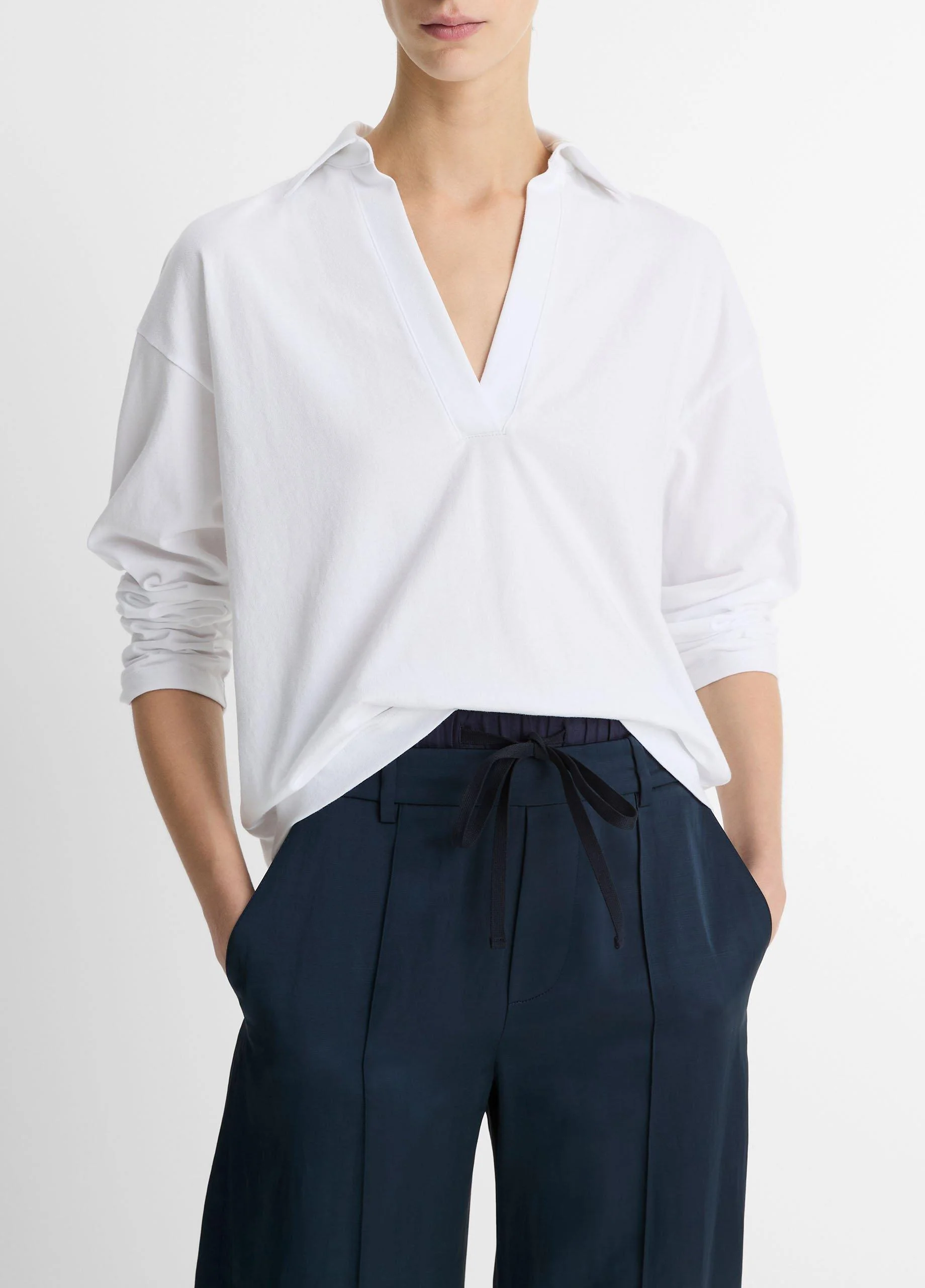 Easy Pima Cotton Long-Sleeve Polo Shirt - 1