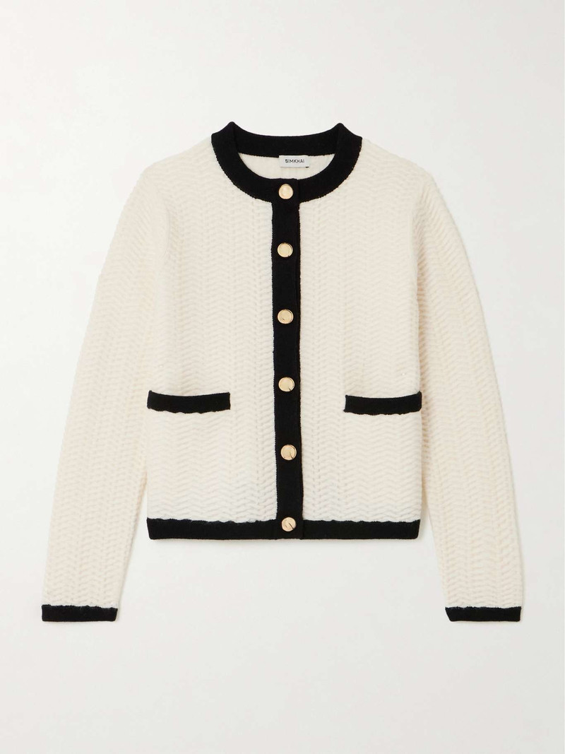 Klaire two-tone wool and cashmere-blend cardigan - 1