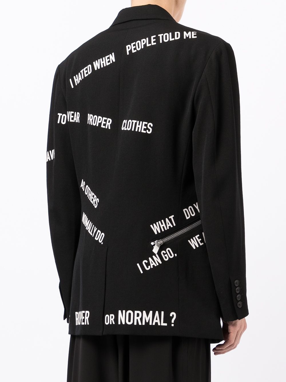 slogan-pattern lambswool blazer - 4