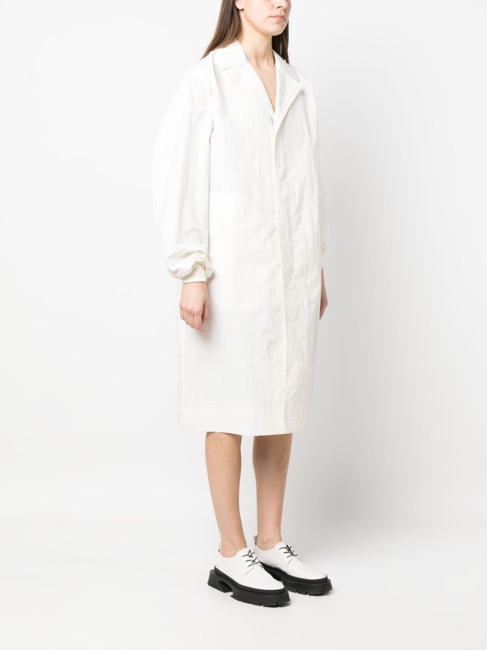 long puff-sleeve trench coat - 3