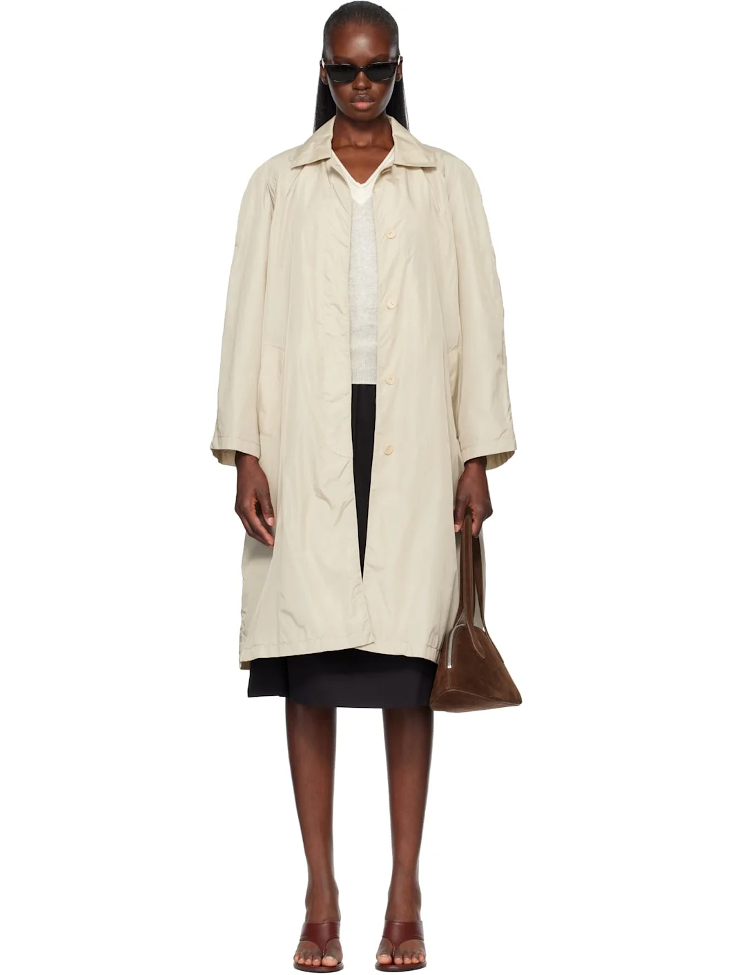 Beige Urban Nylon Trench Coat - 1