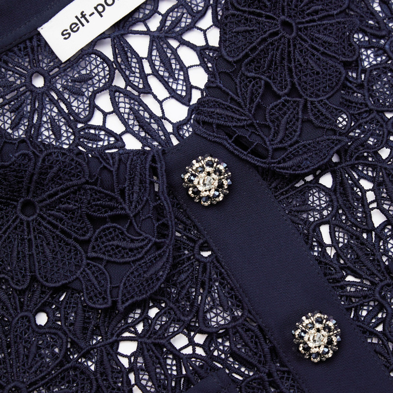 Navy Guipure Lace Top 5