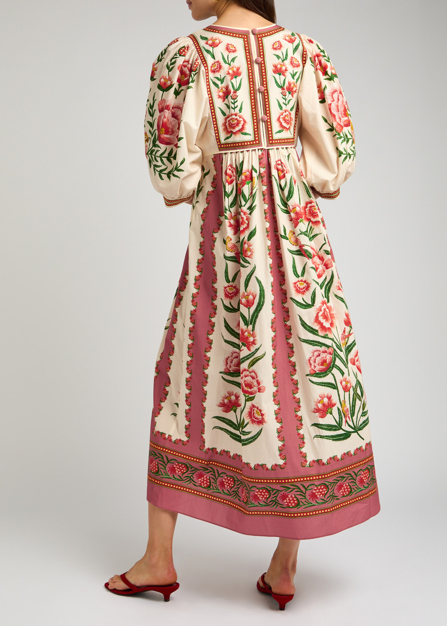 Farm Rio Ainika Printed Poplin Midi Dress - 7