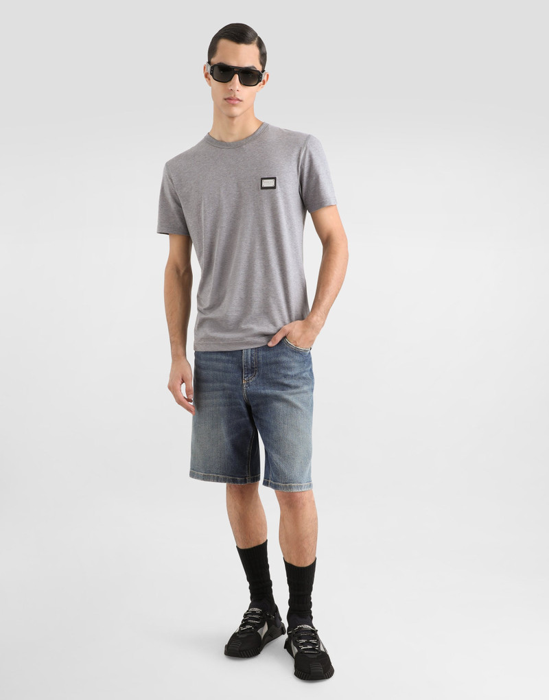 Dolce & Gabbana Light blue wash stretch denim shorts outlook