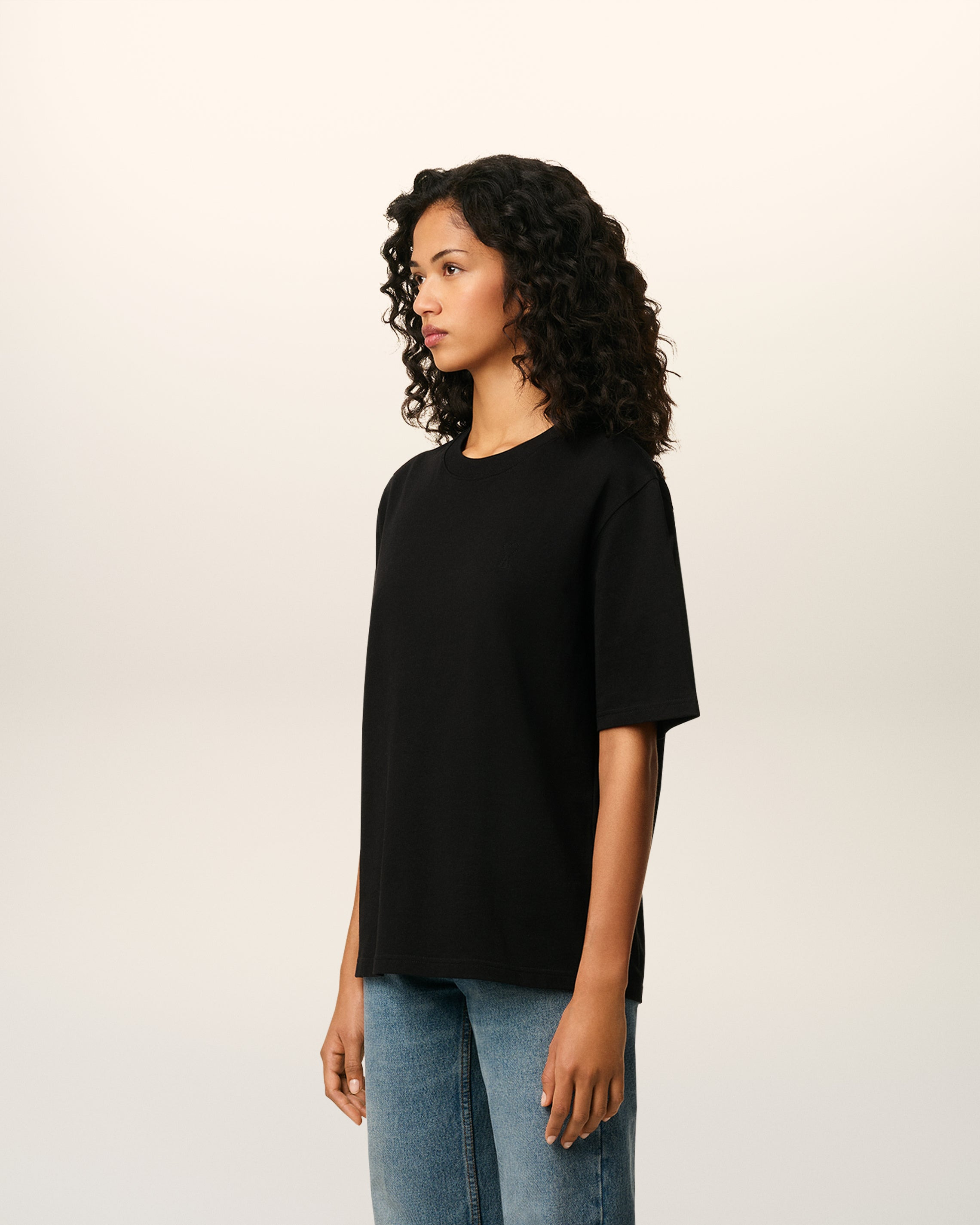 BLACK COTTON AMI DE COEUR T-SHIRT - 6