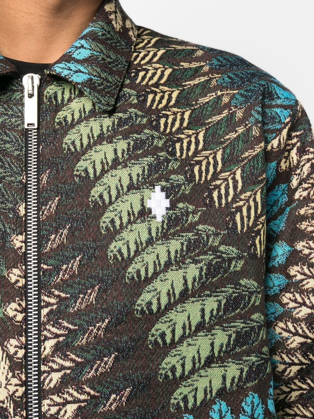 leaf-jacquard bomber jacket - 5