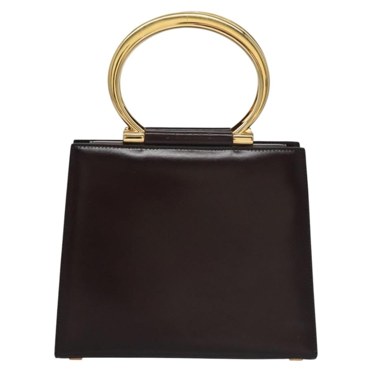 CELINE Hand Bag Leather Brown Gold - 2