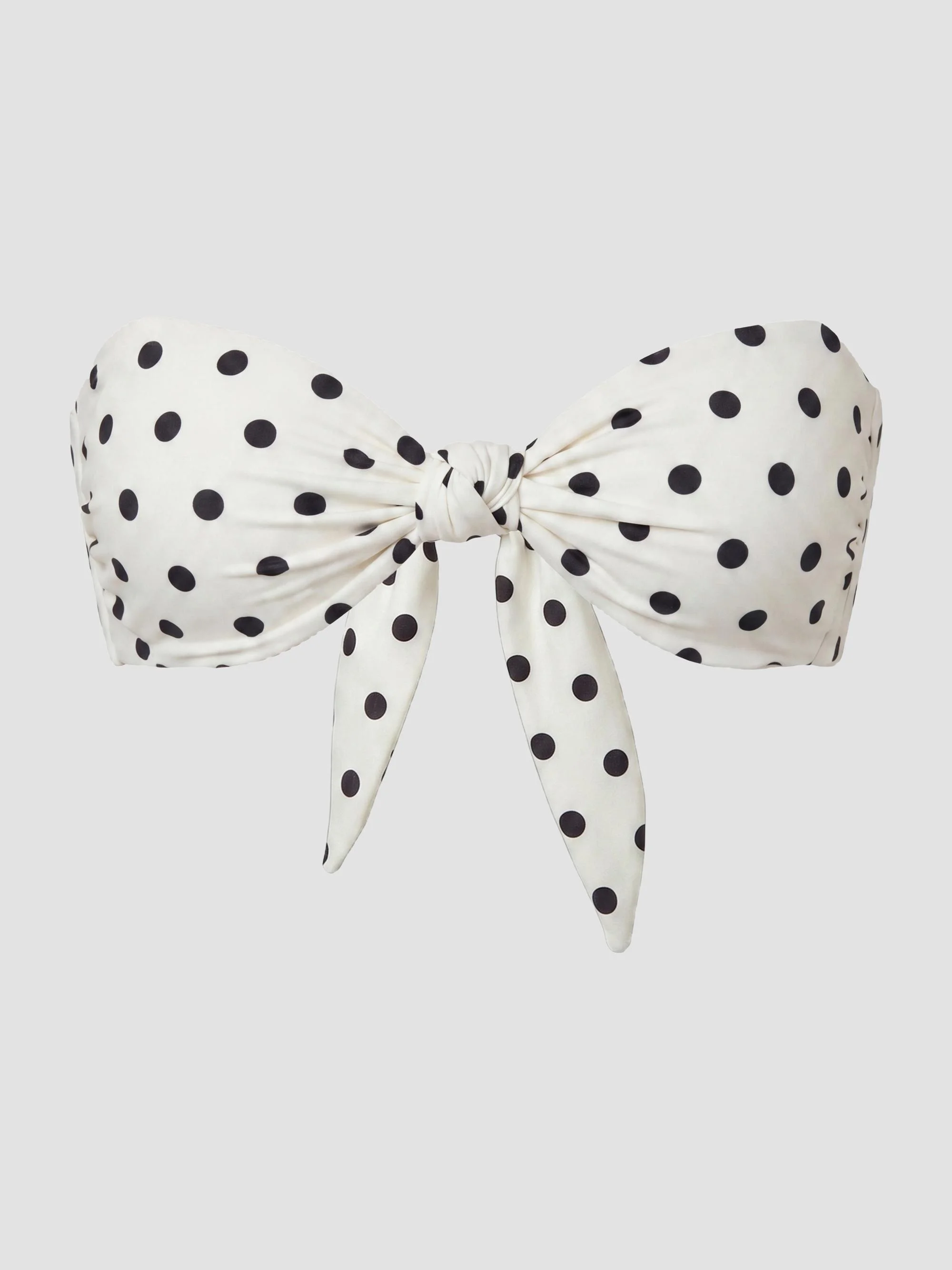 Women's Naia Polka Dot Knotted Bikini Top - Ivory Black Polka Dot - 1