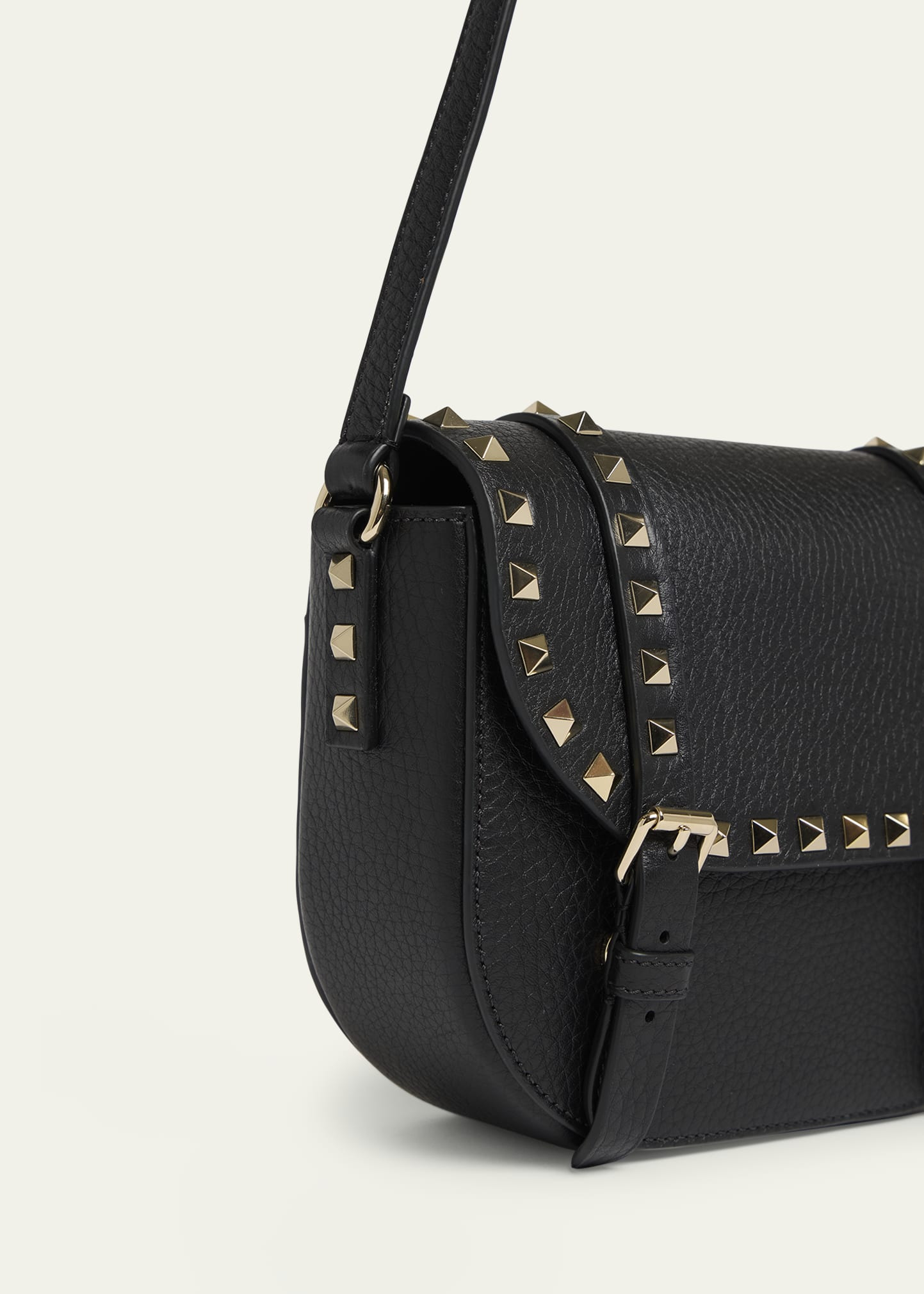 Small Rockstud Leather Saddle Crossbody Bag - 5