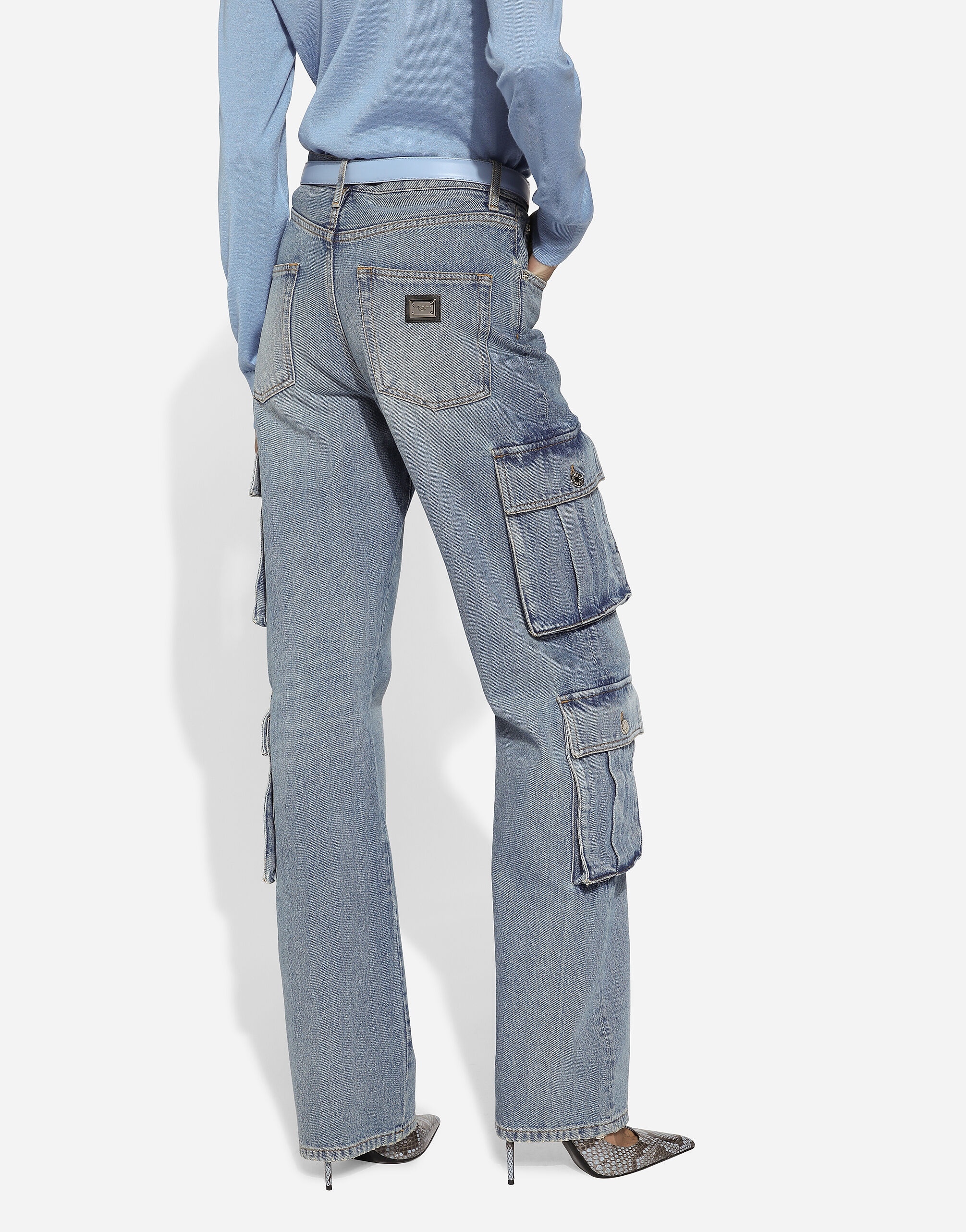 Cotton denim cargo jeans - 5