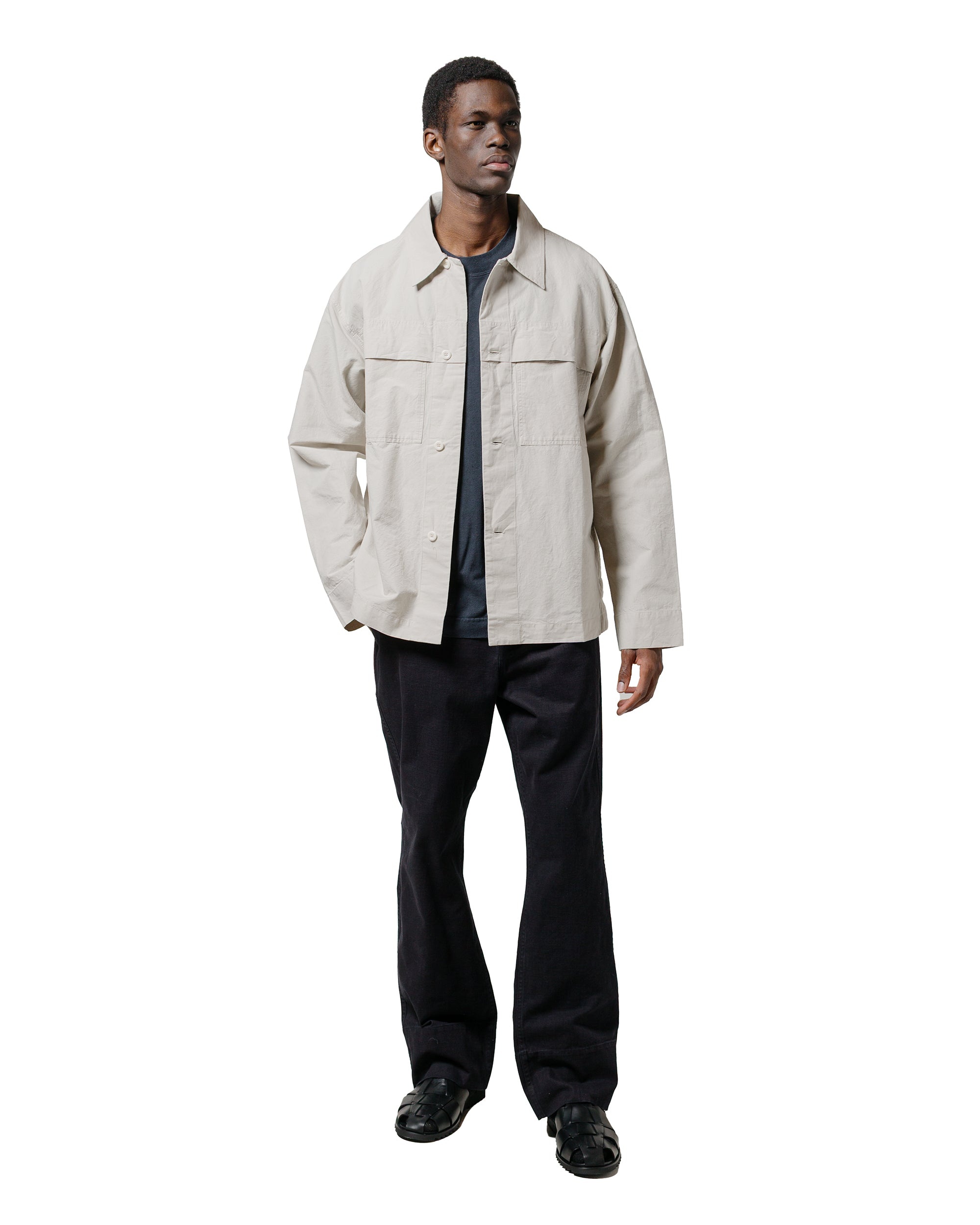 MHL Storm Flap Shirt Dry Cotton Linen Pale Stone - 4