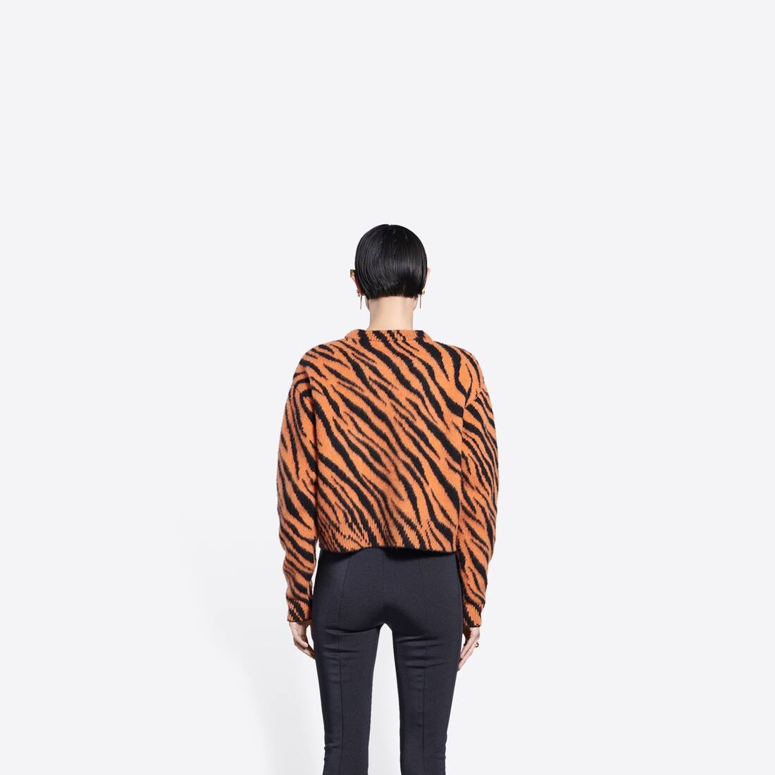 Women's Year Of The Tiger Cropped Sweater in Orange - 5