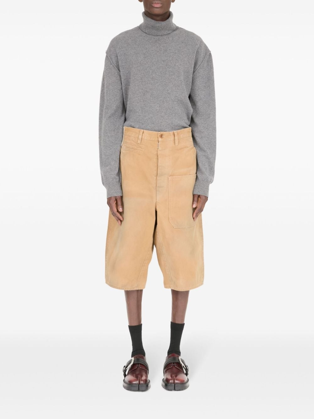 high-waisted cotton shorts - 2