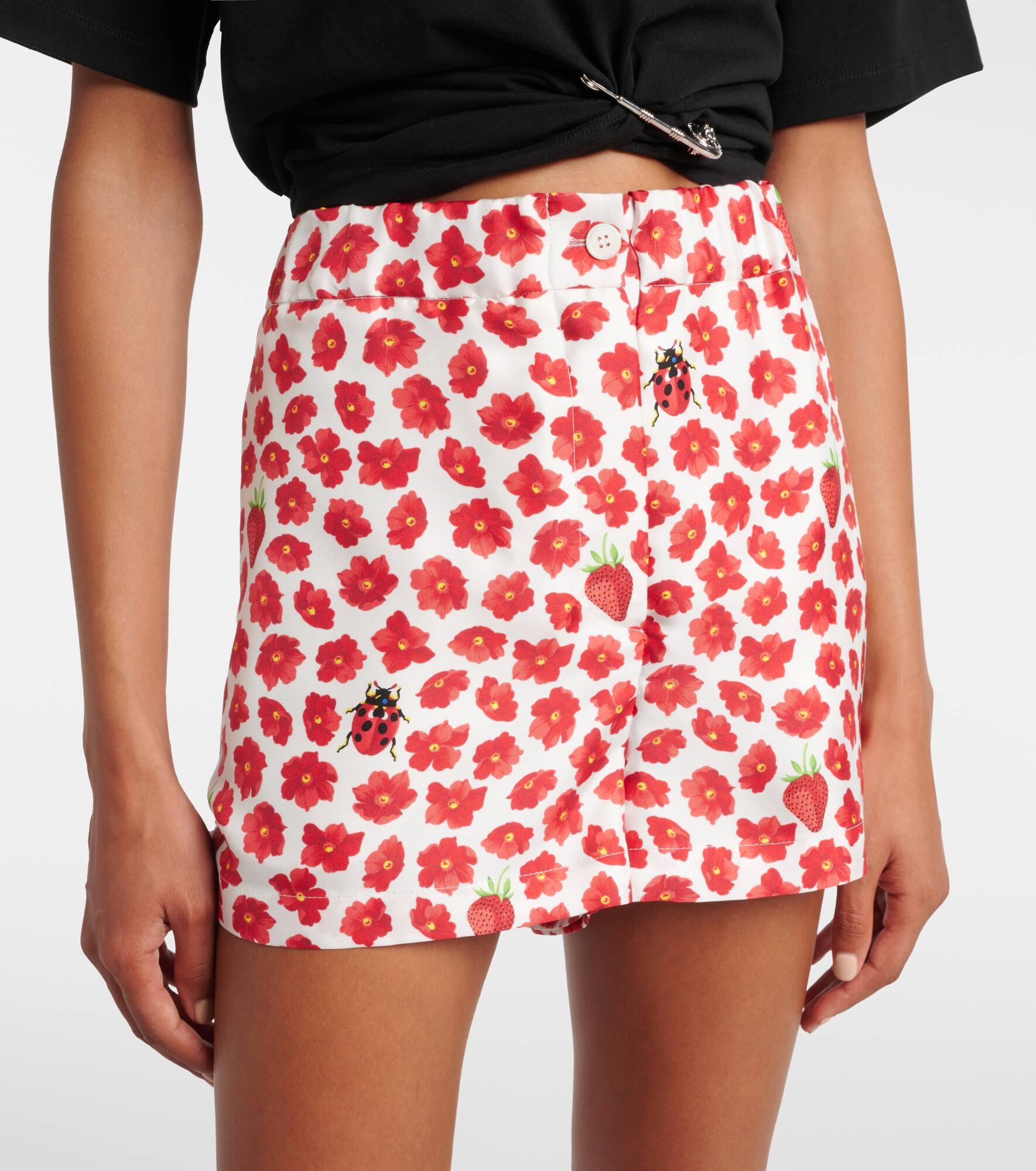 Floral printed silk twill shorts - 4