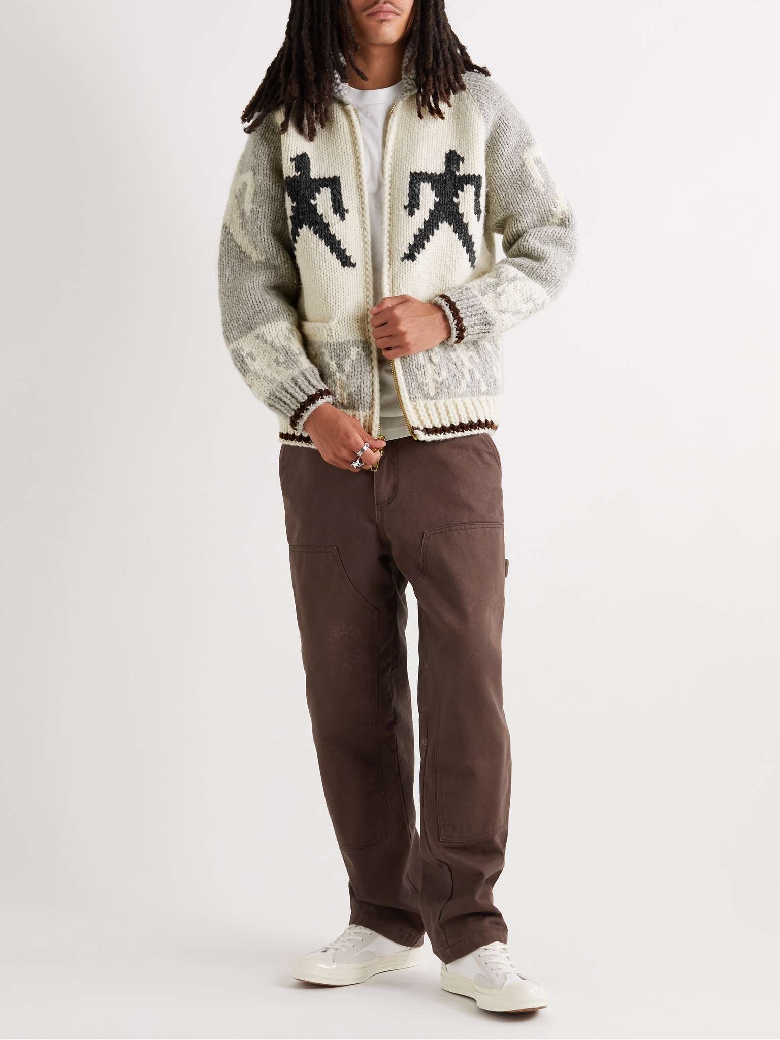 Intarsia Wool Zip-Up Cardigan - 2