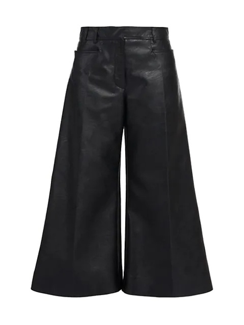 faux-leather wide-leg trousers - 1