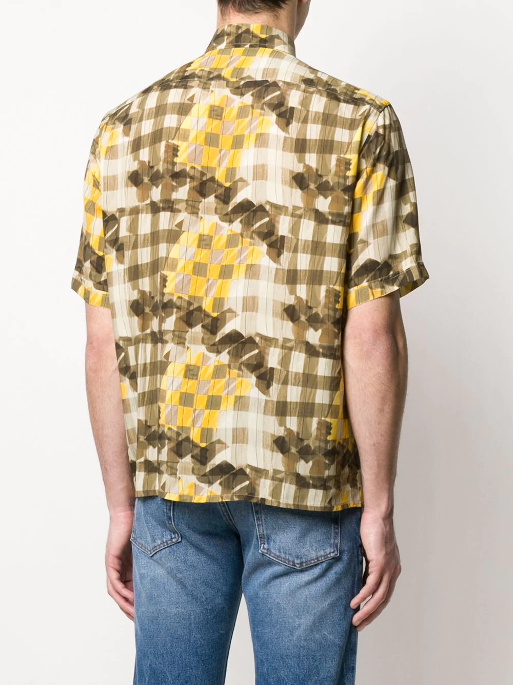 grid-print brushstroke shirt - 4