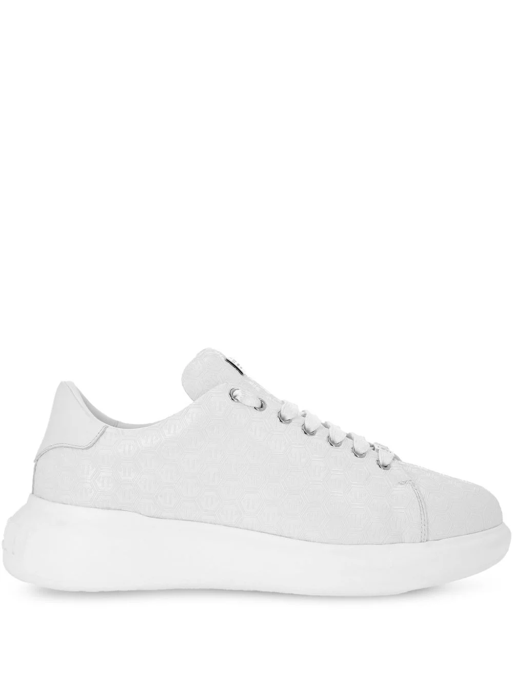monogram-embossed leather sneakers - 1