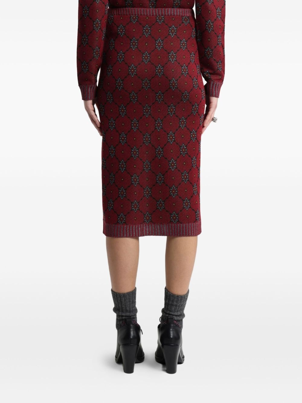 patterned knit midi skirt - 4