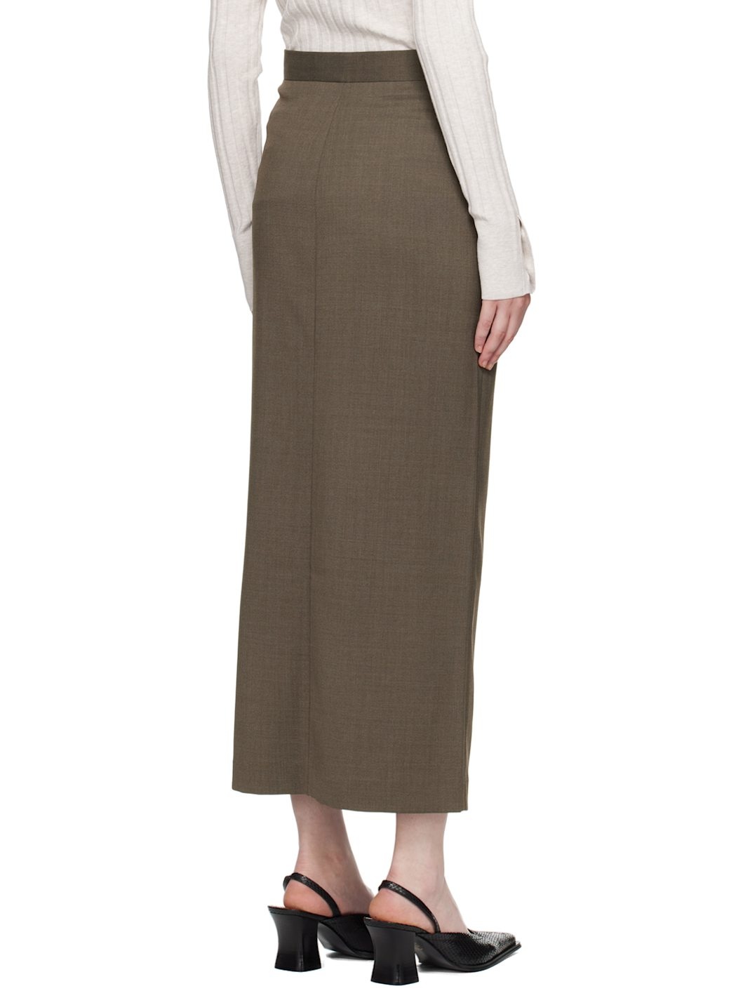 Brown Tailored Maxi Skirt - 3