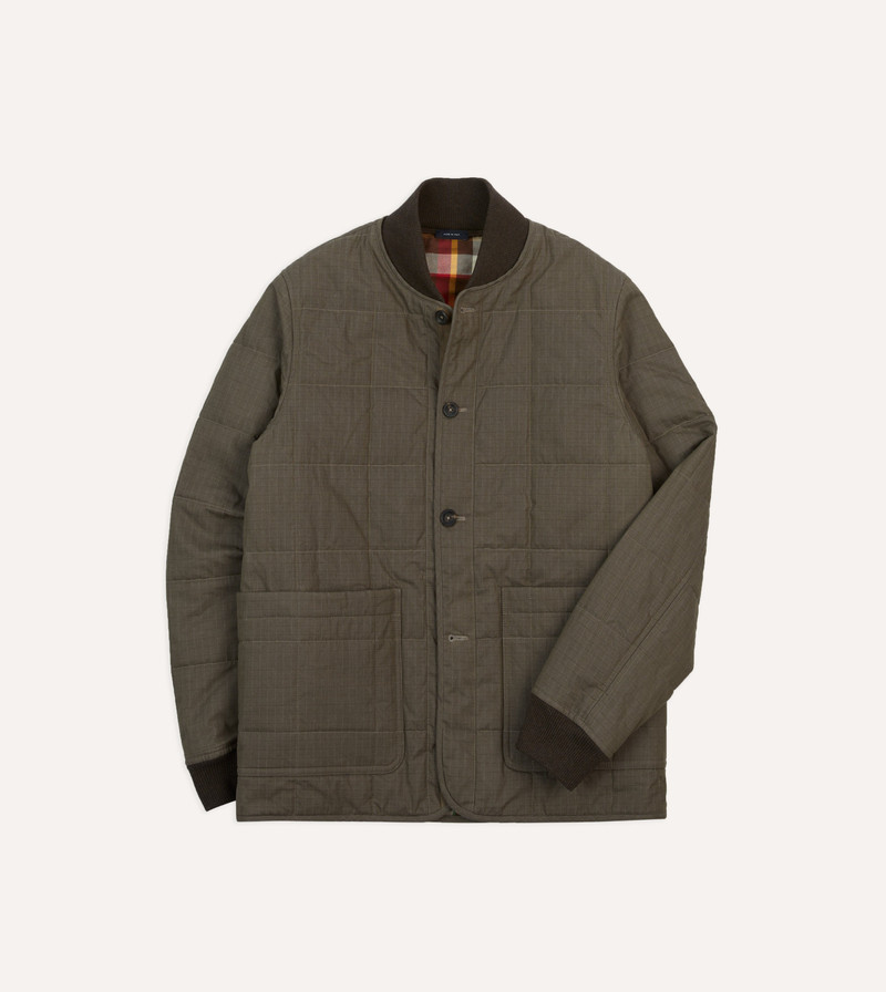 Olive Ripstop Quilted Chore Jacket 1