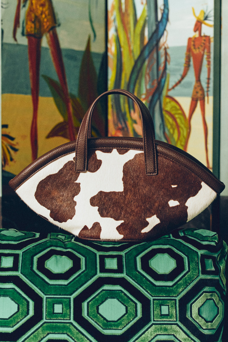 SIMONMILLER Haircalf Mini Mercado Tote In Cow Print outlook