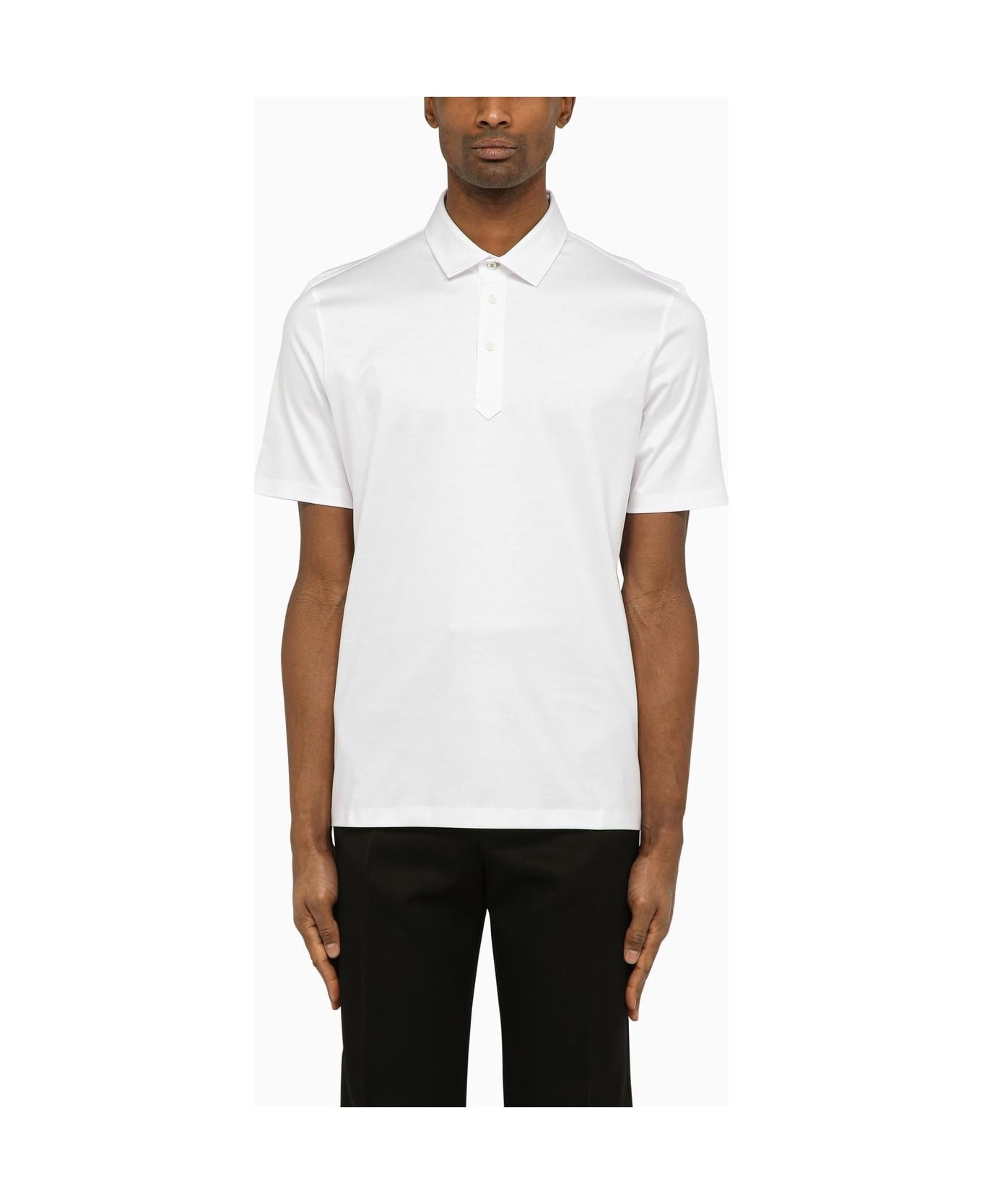 White Short-sleeved Polo Shirt - 1